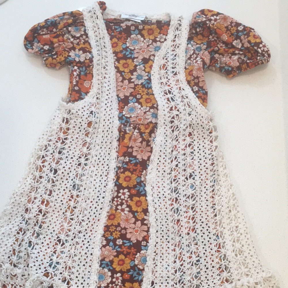 Rare Editions Cream Crochet Vest
